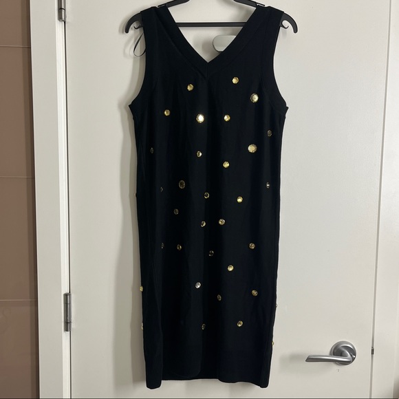 SONIA RYKIEL H&M RARE BLACK COTTON JEWEL PARTY DRESS SMALL - Picture 2 of 6
